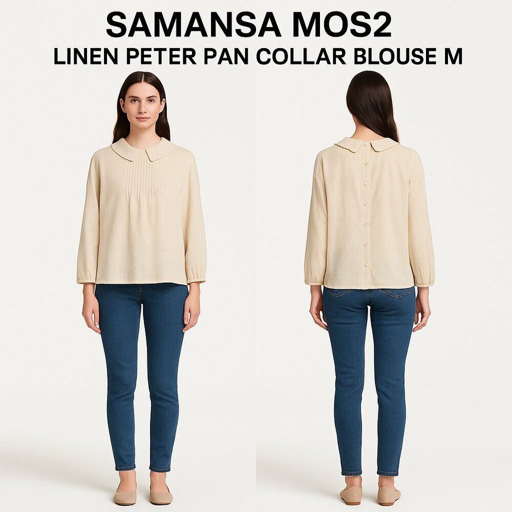 Samansa Mos2 Linen Peter Pan Collar Blouse M